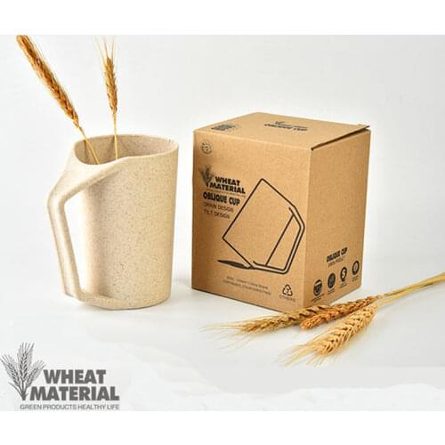 Clearance Sale 450ml Wheat Straw Fiber Oblique Cup Mugs Mouthwash Brushing Teeth Cylinder Wash Cups Unbreakable Travel Mugs