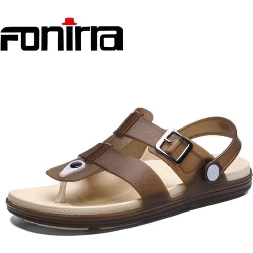 FONIRRA New Summer Men Beach Slippers Male Sandals Hollow Slippers Breathable Men Flip Flops Outdoor Shoes Casual Men Shoes 586