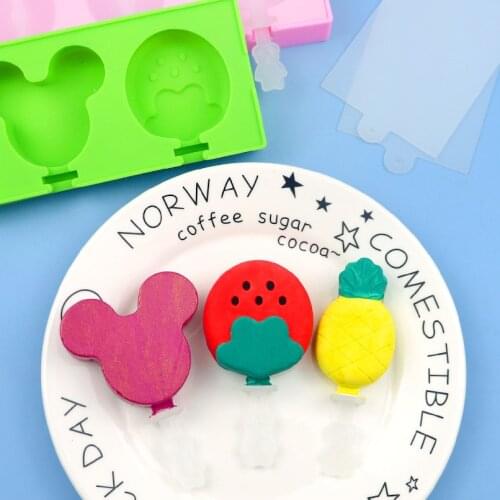 Silicone Ice-Cream Mould 3-Piece Strawberry Ice Lollipop Mould with Lid with Stick Xg341