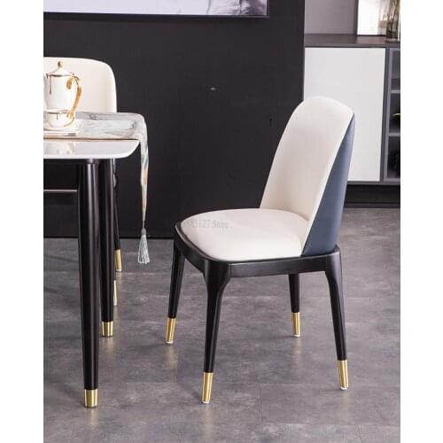 Modern Light Luxury Dining Chair Simple Home Nordic Restaurant Solid Wood Chair Backrest Stool Leisure Creative Net Red Ins