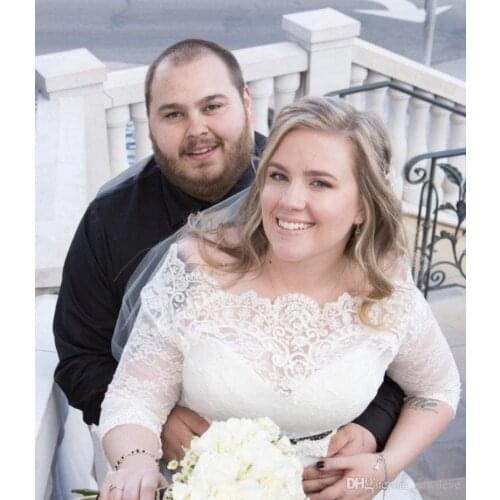 Plus Size Sheer Wedding Jackets Bolero Lace 3/4 Sleeves Bridal Wraps Applique White Off Shoulder Bridal Accessories