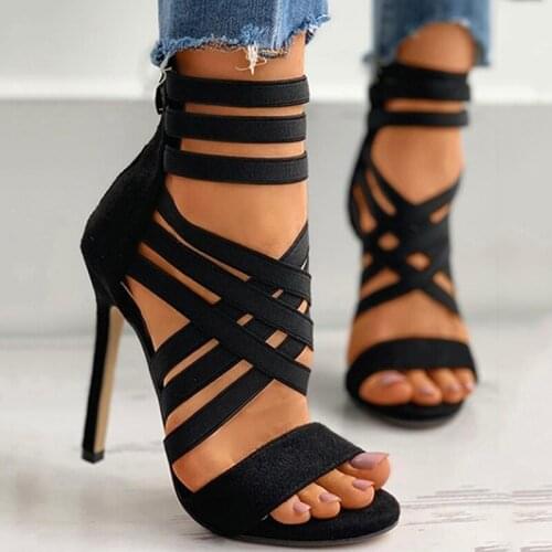 Summer Women Pumps Criss Cross Bandage Sandals High Thin Heels Pointed Toe Gladiator Pumps Party Sexy Female Prom Shoes