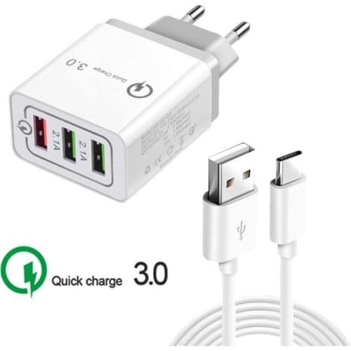 For LG V50 ThinQ 5G V40 V30 G7 G8 Motorola Z Play QC 3.0 USB Quick Charge Phone Charger Type C Cable for huawei P20 lite P30 Pro