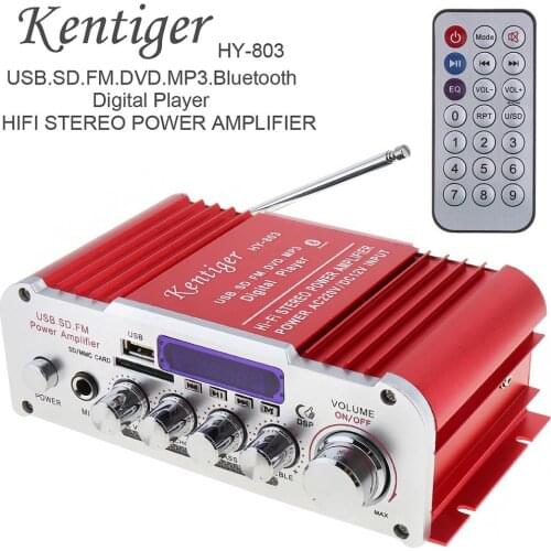Kentiger 2CH HI-FI Bluetooth Car Audio Power Amplifier FM Radio Player Support SD / USB / DVD/ MP3 Input for Car Motorcycle Home
