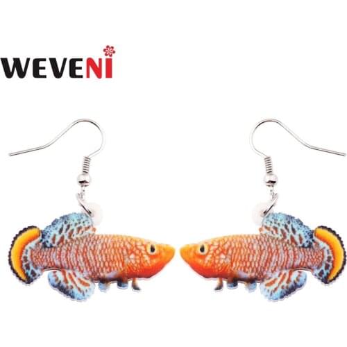 WEVENI Acrylic Long Drop Dangle Rachows Nothobranch Fish Earrings Gift Trendy Ocean Animal Jewelry For Women Girl Wholesale