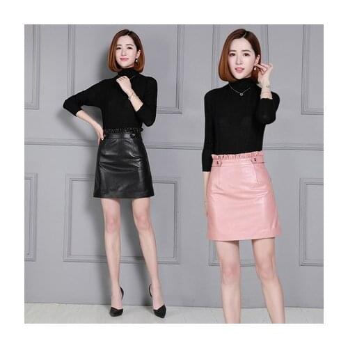 Top brand Genuine New Fashion Sheep Leather Skirt K59 high quality