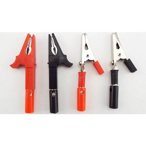 4mm Banner Plug Crocodile Clamp Probe Alligator Clip Alligator DIYTest Probe Black Red Socket Cable Insulated Electric Clips U27