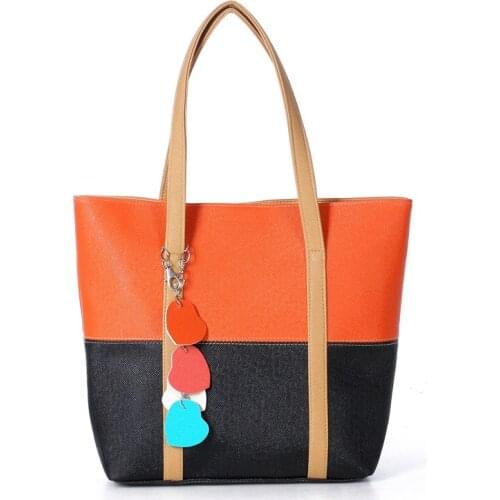 2019 Fashion Tassel Women PU Leather Handbag Brief Shoulder bags Stitching Color Large Capacity Handbags Tote bags ZX-171