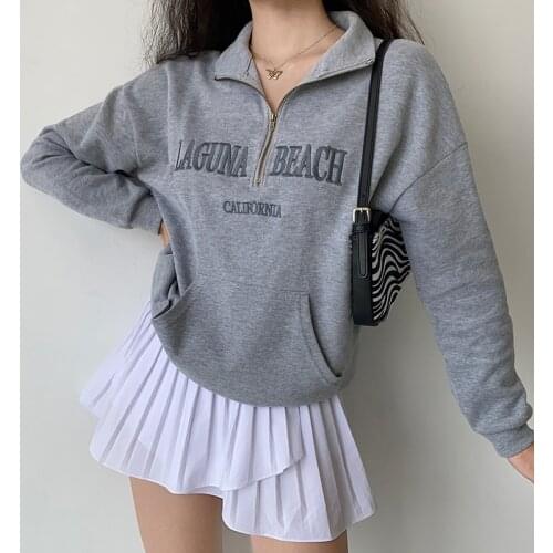 Vintage Y2k Turtleneck Zip Up Hoodie Women Letter Embroidery Anime Long Sleeve Oversized Streetwear Winter Pullover Sweatshirts