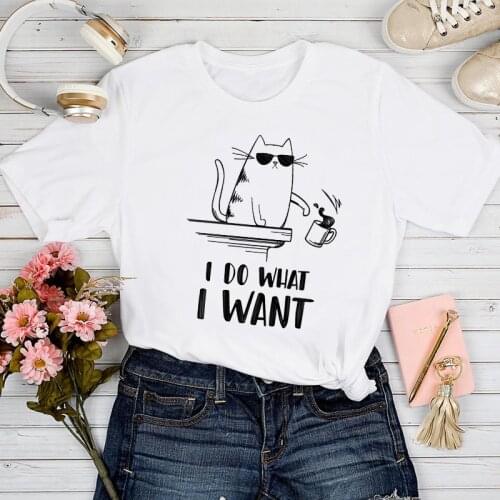 T-shirts Women Cat Cool Clothing Fashion 90s Trend Spring Summer Tshirt Top Lady Stylish Girl Print Clothes Tee T-Shirt