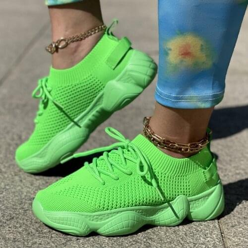Shoes for Women Chunky Sneakers Breathable Comfortable Fashion Sports Shoes Mesh Green Black Woman Casual Shoes Flat Size 43