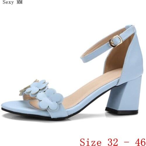 Women Gladiator Sandals Square High Heels Summer Pumps Shoes Woman High Heel Sandals Plus Size 32 33 - 40 41 42 43 44 45 46