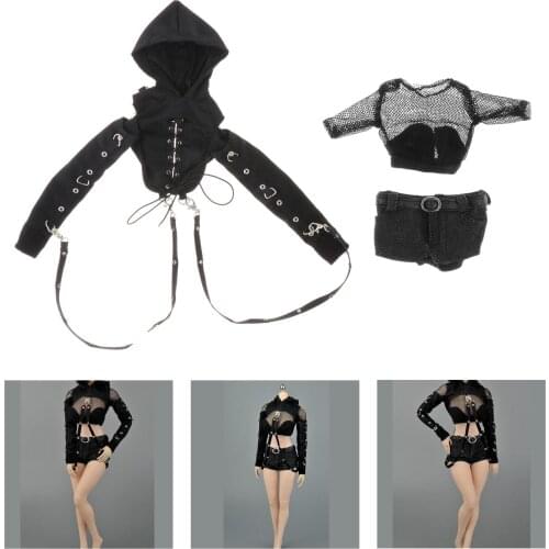 1/6 Female Figure Hooded Top Clothes Suit for HT Toys 12" Doll Body Accs