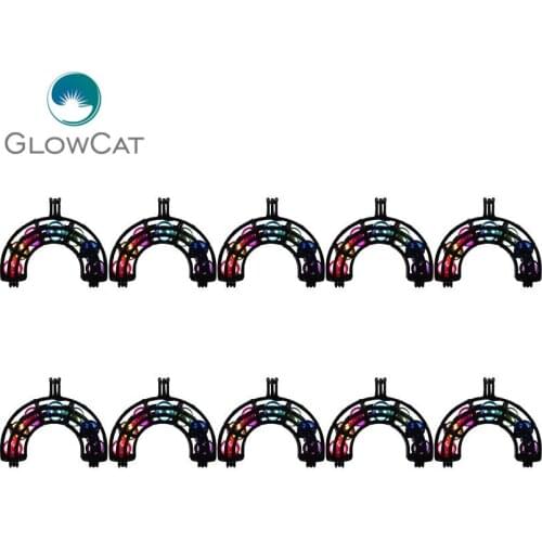 Gun Black 2sizes Rainbow Beads Cage Jewelry Making Essential Oil Diffuser Aroma Locket Pendant Charm for Pick a Pearl Cage 10pcs