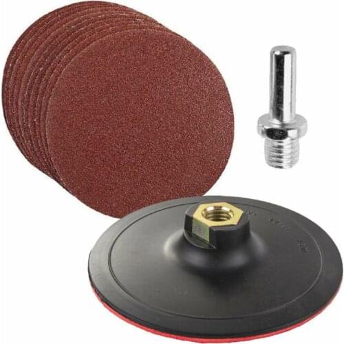 10Pcs 125mm Sanding Discs Grit Sandpaper Sanding Paper Grinding Kit With Backing Pad & Drill Adapter Mixed Grit Sandpapers Set