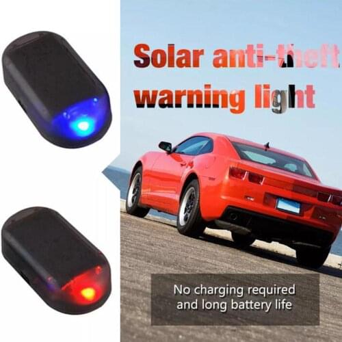 2PCS Car Solar Power Simulated Dummy Alarm Warning Anti-Theft Led Flashing Security Light Fake Lamp