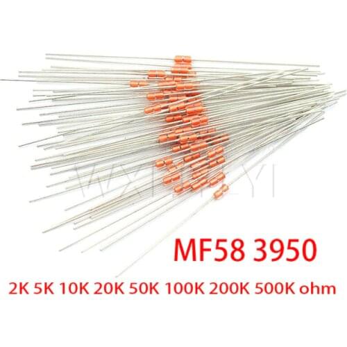 20pcs NTC Thermal Resistor NTC MF58 3950 5% B 2K 5K 10K 20K 50K 100K 200K 500K Ohm Thermistor