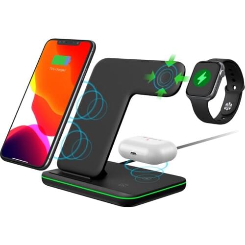 3 in 1 Qi Wireless Charger Stand for iPhone 11 XS XR X 8 AirPods Pro 15W Fast Charging Station for Apple Watch iWatch 5 4 3 2 1