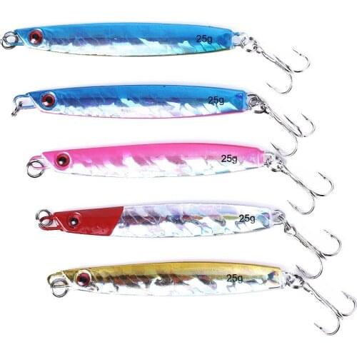 5Pcs 25g Metal Jig Fishing Bait Slow Jig Lead Fish Fishing Lure Artificial Hard Bait Winter Ice Jigging Lure Hooks