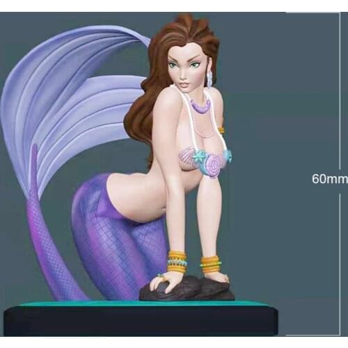 60mm Resin Model Kits The Mermaid Girl Figure Unpainted No Color RW-200