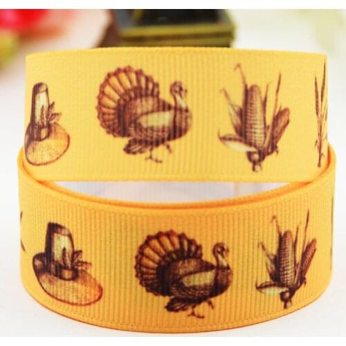 22mm 25mm 38mm 75mm Ruban satin Thanksgiving Day Character printed Grosgrain Ribbon party decoration X-02143 10 Yards