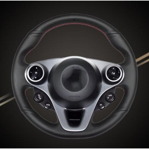 Car Braid On The Steering Wheel Cover for Smart New Fortwo Forfour 2015-2017 DIY Auto Braiding Steering Wheel Covers Accessory