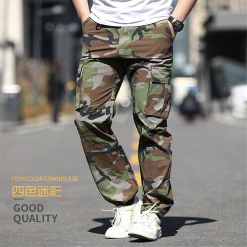 Men Outdoor Camping Climbing Mountain Work Trousers Camouflage Cargo Pants Multi-Pocket Military Tactical Hunting Trekking Pants
