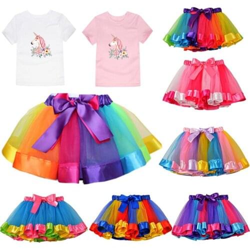 Baby Girls Unicorn Rainbow Tutu Skirts Children Ballet Dance Princess Skirt for 0-9Years Tulle Pettiskirt Tutus for Girl