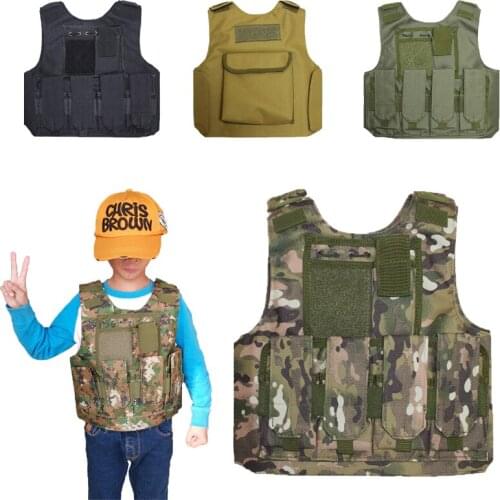 Children Outdoor CS Shooting Protection Gear Vest Kid Military Combat Training Camping Hunting Multi-function Tactical Waistcoat