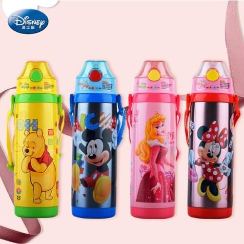 Disney 2021 Cute Cartoon Baby Authentic Vacuum Stainless Steel Bottle Fun Learning Cartoon Head Portable Baby Learning Cup