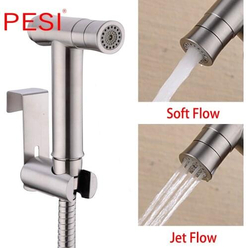 Two Function 304 Stainless Steel Bidet Cloth Diaper Sprayer Hand Held Bidet Sprayer Set Sprayer for Toilet, Brushed Steel