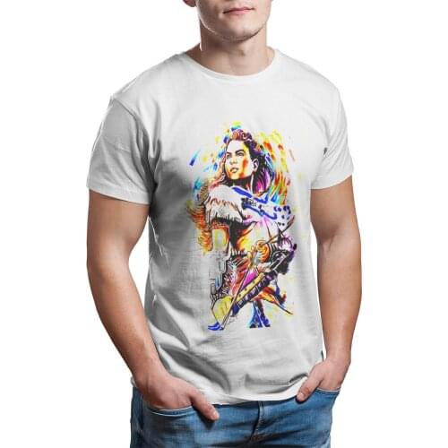 Horizon Zero Dawn Nora Hunter Focus Game TShirts for Men Aloy Funny Crewneck Cotton T Shirt 2020
