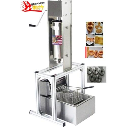 Commercial 5L Churro Maker Machine Including 6L Fryer & 3 Churro Outlet Nozzle Stainless Steel Churros Making Machine