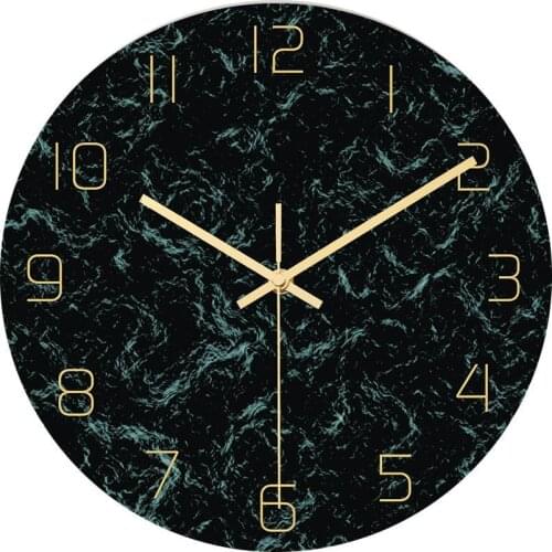 12inch Round Acrylic Marble Silent Movement Wall Clock Home Living Room Decor