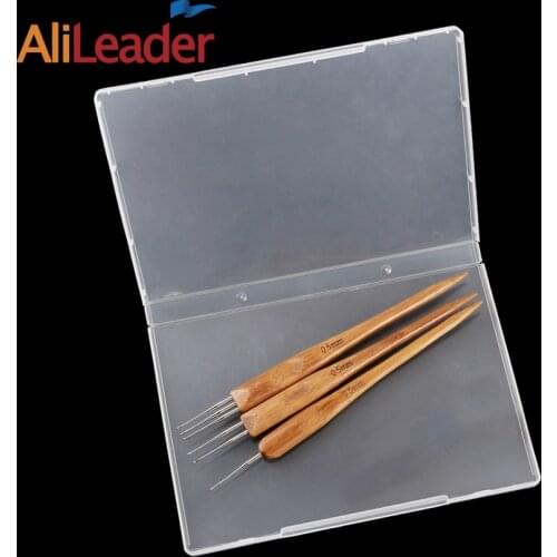 Alileader 3Pcs/Lot Crochet Hooks Long Fine Handle Stainless Steel Needle Crochet Hooks For Making Braiding Hair 0.5/0.75 mm