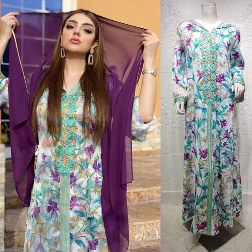 Moroccan Abaya Dubai Kaftan Turkish Caftan Women Hooded Long Maxi Dress Muslim Jalabiya Islamic Clothing Arabic Robe Caftan Gown