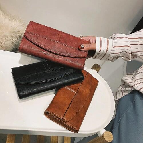 Fashion Standard Wallet Retro Pu Leather Women Wallet Long Purse Vintage Solid Multiple Cards Holder Clutch Bags