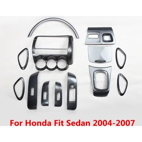 Carbon Fiber Printed Car Interior Mouldings Center Console Gear Panel Cover Handle Trim for Honda Fit Sedan 2004 2005 2006 2007