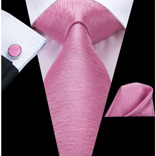 Hi-Tie Solid Mens Tie Set 8.5cm Blue Pink 100% Silk Wedding Party Ties For Men Designer Hanky Cufflinks Quality Mens Nicktie