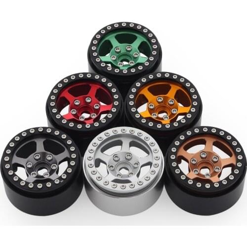 1PCS/4PCS Metal 5 Spokes 1.9 inch Beadlock Wheel Hub Rim for 1/10 RC Crawler Axial SCX10 Traxxas TRX4 Capra AXI03007 Red Cat Mst