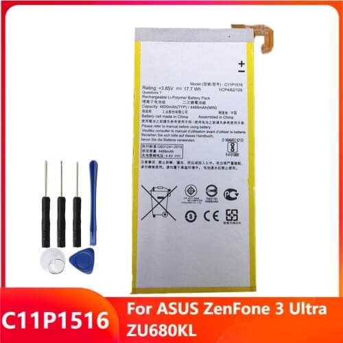Original Replacement Phone Battery C11P1516 For ASUS ZenFone 3 Ultra ZU680KL Genuine Rechargable Batteries 4600mAh With Tools