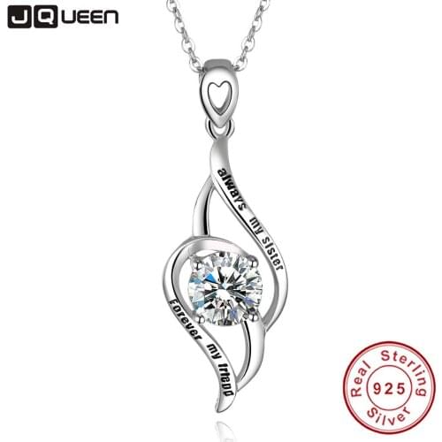 JQUEEN Always My Sister Forever My Friend Custom Name necklace personalized necklace 925 silver jewelry customized necklace