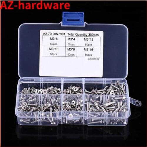 Flattop inner-hexagon screw Suit M3 304 Stainless Steel inner-hexagon screw tool fastener Suit 300 grain
