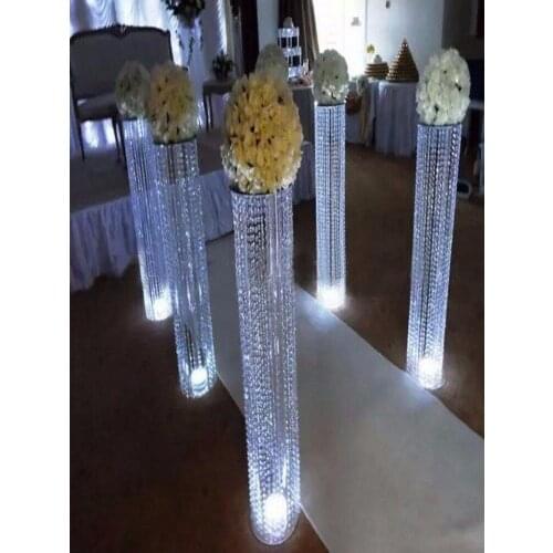 Luxury Shiny Wedding Decor Centerpieces Acrylic crystal pillar aisle road lead with led light Party Table Decoration Props