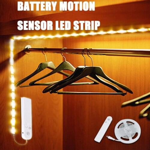 1pcs Cabinet Light LED Motion Activated Bed Light 5V PIR Motion Sensor LED Strip Wardrobe Lamp Tape Human Body Induction Light