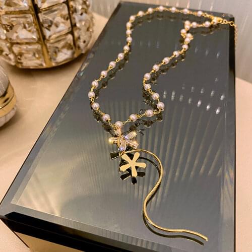 Trendy Flower Pearl Necklace For Women New Design French Romantic Style Choker Personality Clavicle Chain Bohemian Jewelry Gift