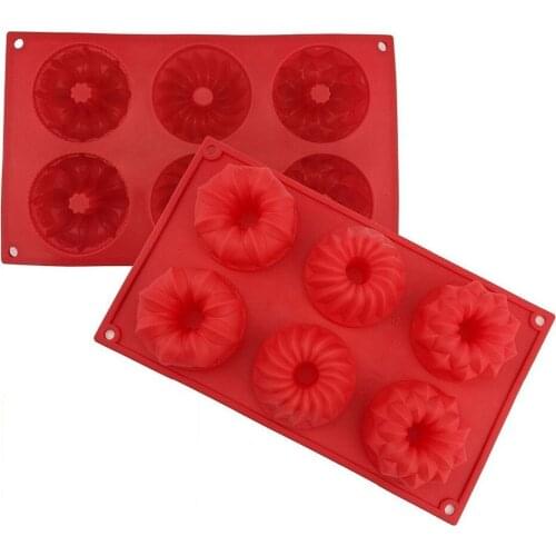 Bundt Cake Mold, SySrion 6-cavity Silicone Fancy Bundt Cake, Muffin Cups, Coffee Cake, Cupcake, Brownie and Cornbread Mold(368)