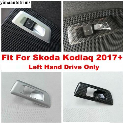 Rear Trunk Tailgate Switch Control Button Frame Cover Trim Carbon Fiber / Matte Interior Accessories For Skoda Kodiaq 2017 -2021
