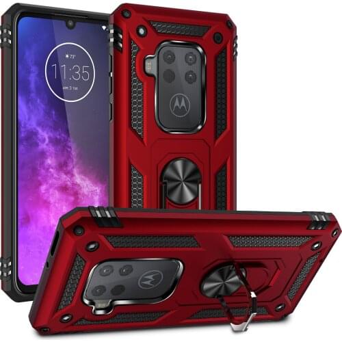 Armor Ring Case for Motorola Moto One Zoom Shockproof Metal Ring Holder Back Cover for Moto One Action E6 One Pro Phone Cases