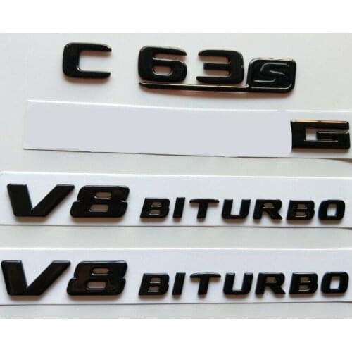 W205 C205 C63s FOR AMG V8 BITURBO All Gloss Black Emblems Badges